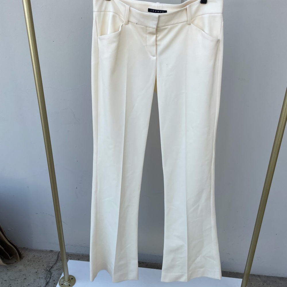Theory ivory cream frean slacks size 8 NWT